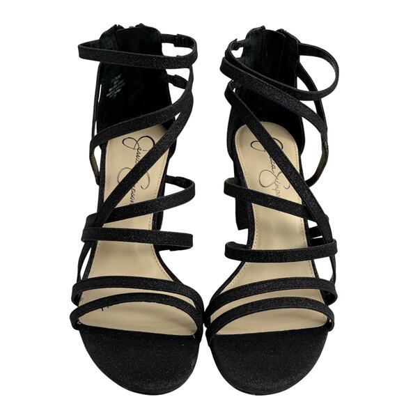 NEW Jessica Simpson Stassey Strappy Block Heels Size 9 Black Glitter Sandals NWT - Picture 1 of 7